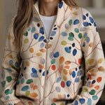 Brona botanical leaf zip cardigan for women | Ellie Dublin