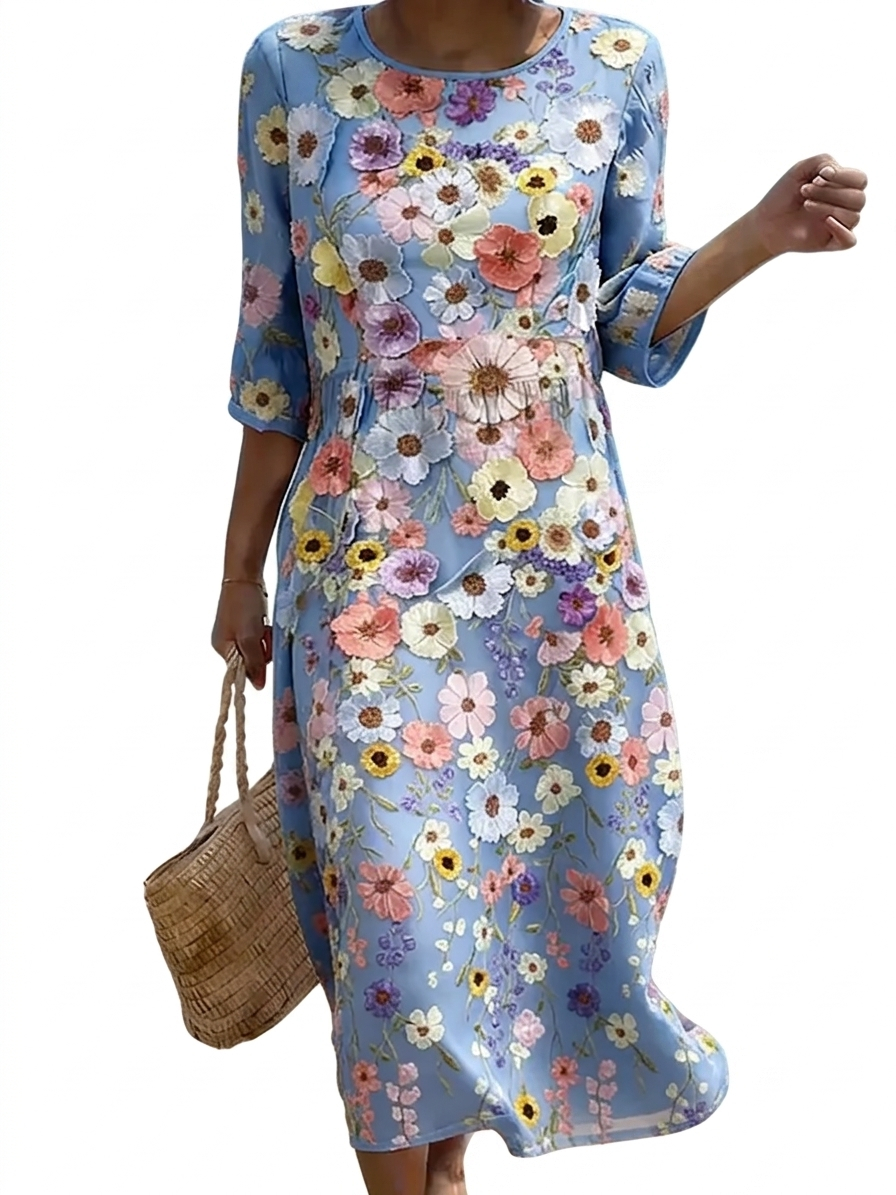 Inès - Casual women's dress with floral pattern.