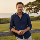 The Buckingham Men’s Casual Relaxed Fit Cotton Linen Shirt