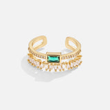 Sabine – Gold-Plated Ring Featuring Emerald Green Accents