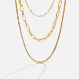 Joséphine – Elegant Three-Row Gold Necklace with Delicate Links