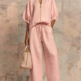 Alba | Two-Piece Set: Casual Shirt and Wide-Leg Trousers