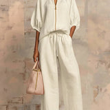 Alba | Two-Piece Set: Casual Shirt and Wide-Leg Trousers