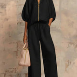 Alba | Two-Piece Set: Casual Shirt and Wide-Leg Trousers
