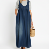 Capucine | Vintage Washed Denim Maxi Dress