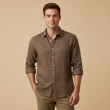 The Knightsbridge Men’s Lightweight Stand Collar Cotton Linen Shirt